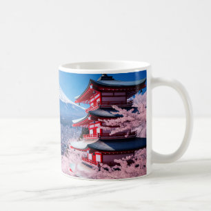 Gemalter Fuji-Berg in Kirschblütensaison Kaffeetasse