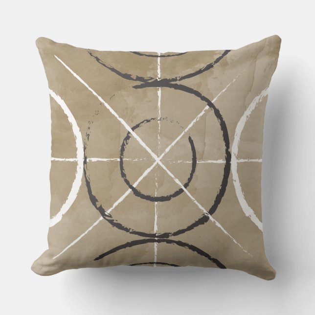 Gemalter geometrischer Kreis-Druck Kissen (Vorderseite)
