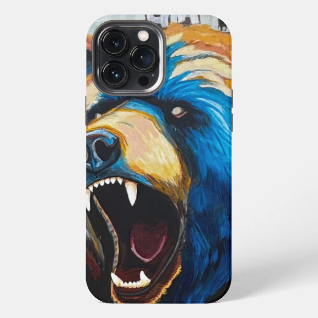 Gemalter Grizzly iPhone 13 Pro Max Hülle (Rückseite)