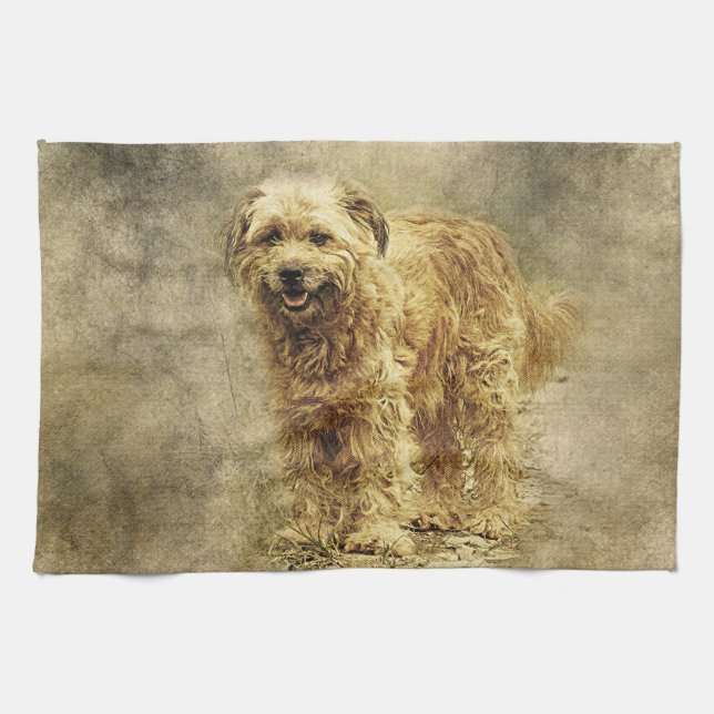Gemalter Hundeabdruck Geschirrtuch (Horizontal)