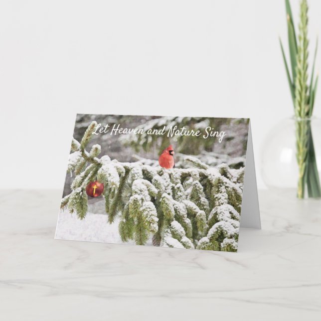 Gemalter Kardinal Schneehaven und Weihnachten der  Karte (Vorderseite)