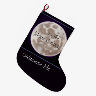 Gemalter Mond Großer Weihnachtsstrumpf