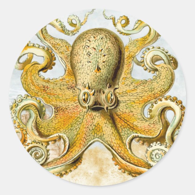 Gemalter Nautischer Kraken-Tintenfisch Runder Aufkleber (Vorderseite)