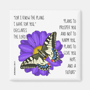 Gemalter Schmetterling, Gedicht von Jeremiah 29:11 Magnet