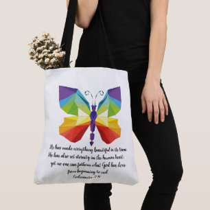 Gemalter Schmetterling mit Vers von Ecclesiastes 3 Tasche