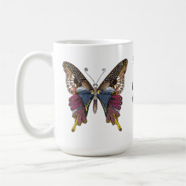 Gemalter Schmetterling mit Vers von Römern 12:12 Kaffeetasse