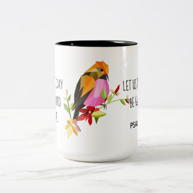 Gemalter Songbird, w Verse aus Psalm 118:24 Kaffeetasse (Mittel)