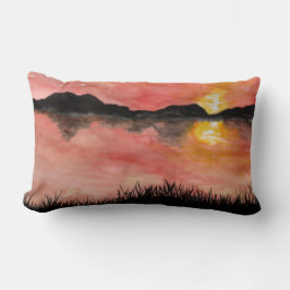 Gemalter Sonnenuntergang Aquarell/Tusche - Badhan Lendenkissen