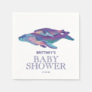 Gemalter Wal mit Kalb Babydusche Napkin Serviette