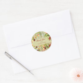 Gemalter Zaun mit Frühlingsblumen Runder Aufkleber