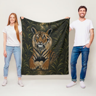 Gemaltes Bengal-Tiger-Dschungel-Porträt Fleecedecke