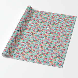 Gemaltes Blumen-Muster Geschenkpapier
