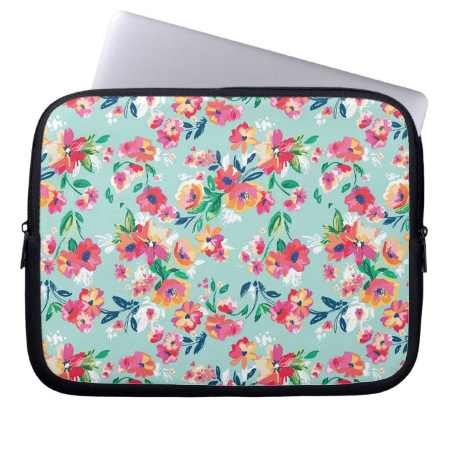 Gemaltes Blumen-Muster Laptopschutzhülle (Vorderseite)