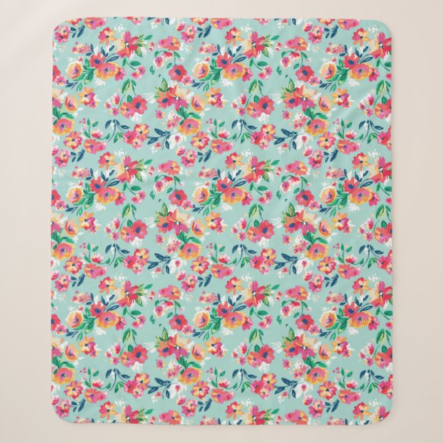 Gemaltes Blumen-Muster Sherpadecke (Vorderseite)