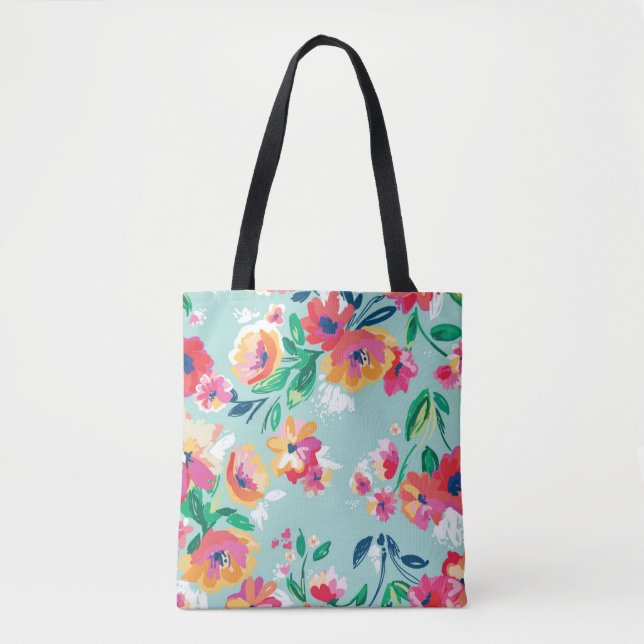 Gemaltes Blumen-Muster Tasche (Vorderseite)