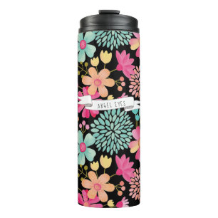 Gemaltes Blumenfahnen-Namen-personalisiertes Thermosbecher