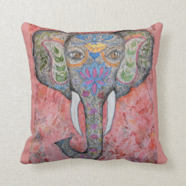 Gemaltes Elefant-Aquarell-Kunst-Wurfs-Kissen Kissen