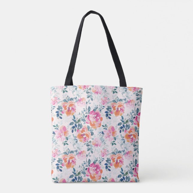 Gemaltes Rosenmuster Tasche (Rückseite)