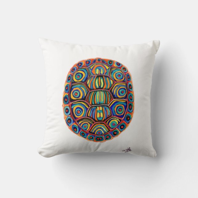 Gemaltes Schildkröte-Muschelthrow-Kissen Kissen (Vorderseite)