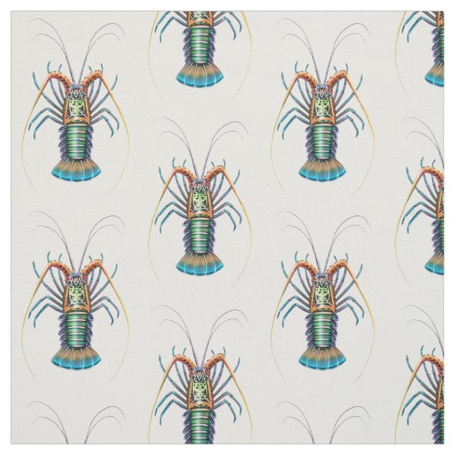 Gemaltes stacheliger Hummer-Kunst-Gewebe Stoff (Muster)