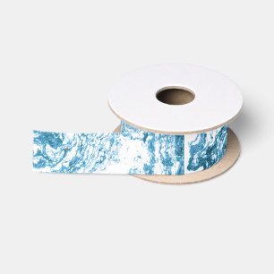 Gemarmorter abstrakter Entwurf   blau und weiß Satinband