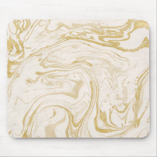 Gemarmortes Papier-Mausunterlage, Beige u. Weiß Mousepad