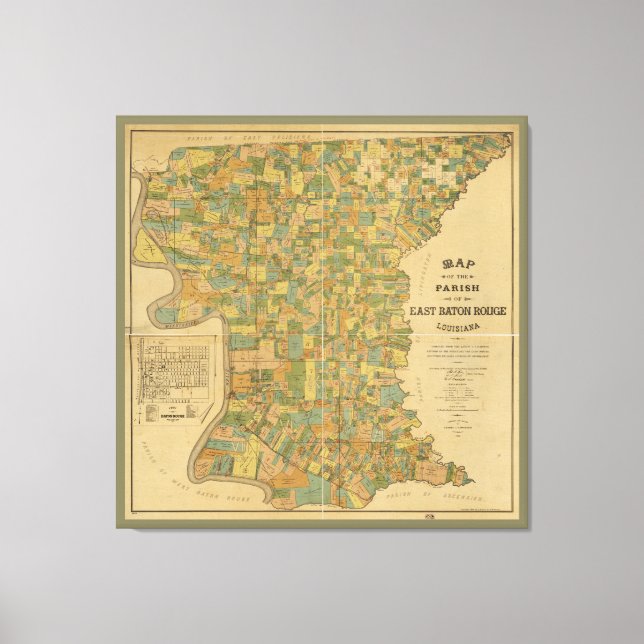 Gemeinde East Baton Rouge, Louisiana Map (1895) Leinwanddruck (Vorderseite)
