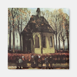 Gemeinde in der Kirche, Nuenen von Vincent van Gog Magnet