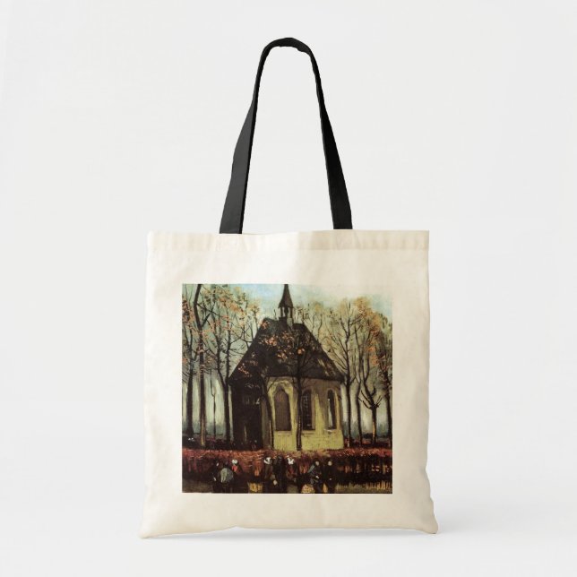 Gemeinde in der Kirche, Nuenen von Vincent van Gog Tragetasche (Vorne)
