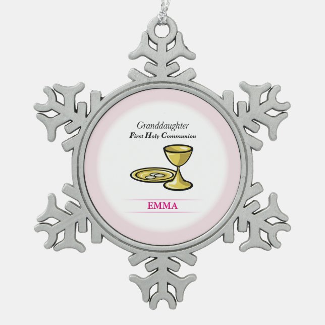 Gemeindegremium und Blutfantochter Schneeflocken Zinn-Ornament (Vorderseite)