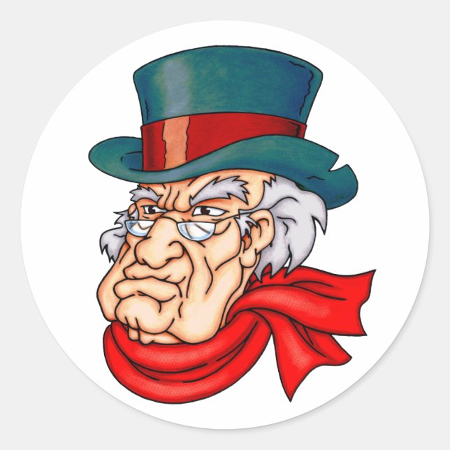 Gemeine Alte Scrooge Runder Aufkleber (Vorderseite)
