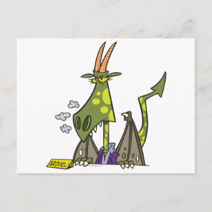 gemeine Drachenfrau Haltung Cartoon Postkarte