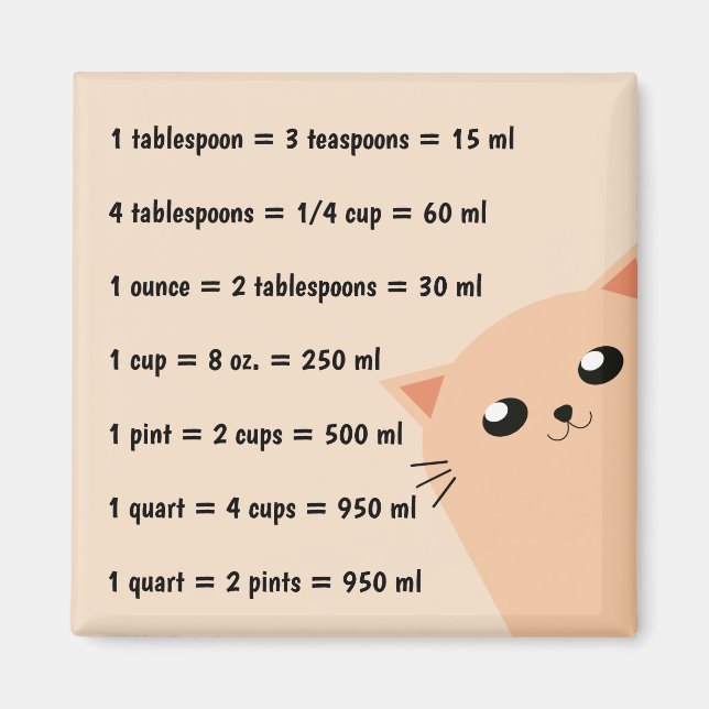 Gemeine Küchenmessungen Magnet (Vorne)