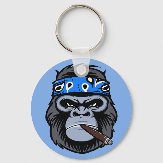 Gemeiner Biker Gorilla Papa rauchen Zigarrenart Schlüsselanhänger (Vorderseite)