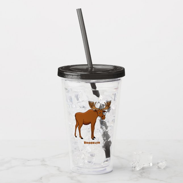 Gemeiner Elch-Cartoon Acryltrinkbecher (Vorderseite Ice)