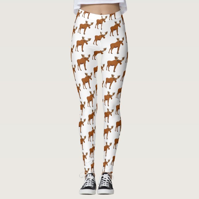 Gemeiner Elch-Cartoon Leggings (Vorderseite)