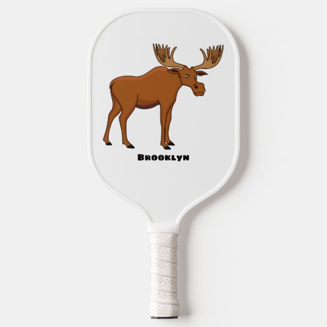 Gemeiner Elch-Cartoon Pickleball Schläger (Vorderseite)