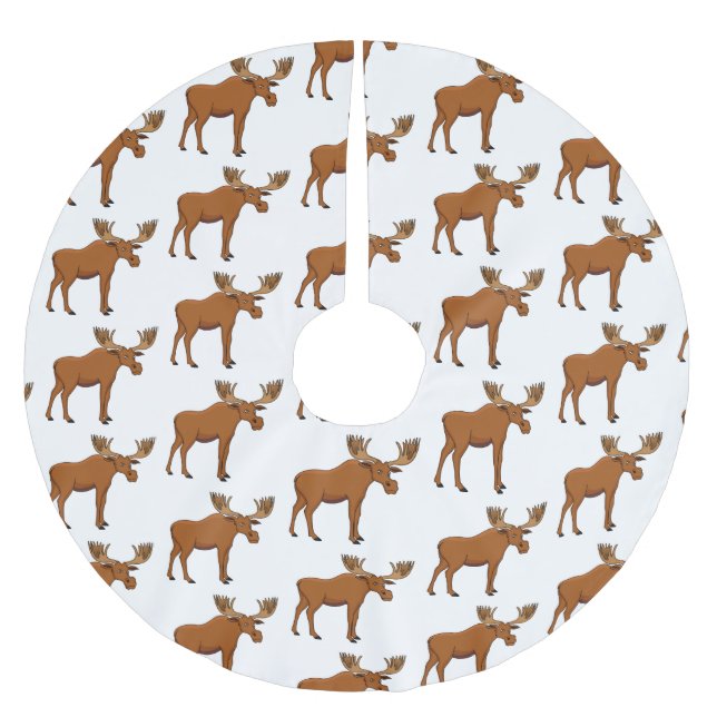 Gemeiner Elch-Cartoon Polyester Weihnachtsbaumdecke (Vorderseite)
