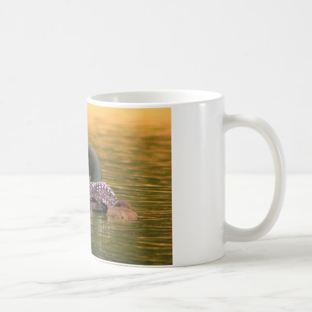 Gemeiner Loon mit 2 Küken Kaffeetasse (Rechts)