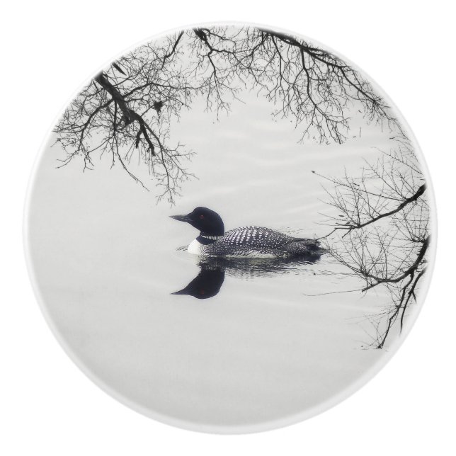 Gemeiner Loon Swims im Winter am Nordsee Keramikknauf (Vorderseite)