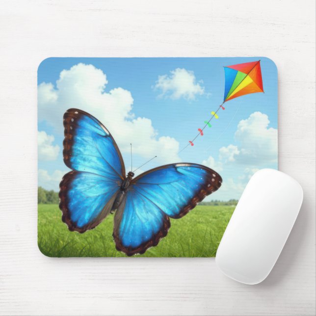 Gemeiner Morpho-Schmetterling fliegt einen Drachen Mousepad (Mit Mouse)