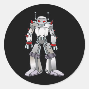 Gemeiner Roboter mit Spikes Runder Aufkleber