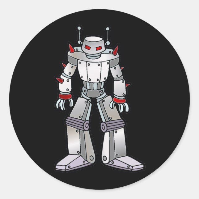 Gemeiner Roboter mit Spikes Runder Aufkleber (Vorderseite)