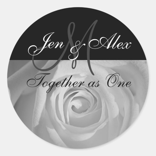 Gemeinsam als eine Namen mit Rose-Foto Runder Aufkleber (Vorderseite)