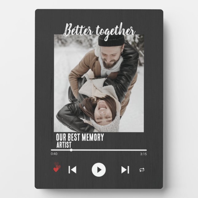 Gemeinsam besser: Custom Music Song & Couple Foto Fotoplatte (Vorderseite)