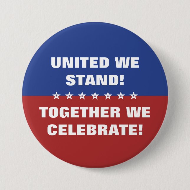 Gemeinsam feiern wir die Flagge Amerikas Button (Vorderseite)