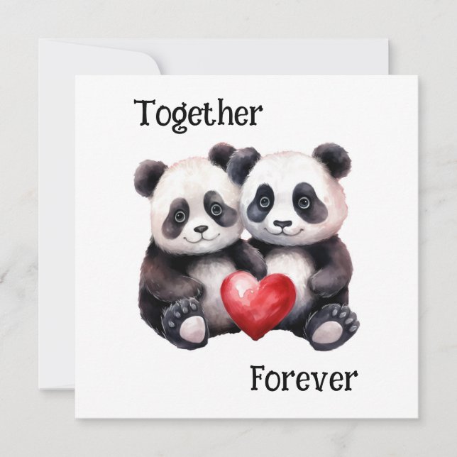 Gemeinsam Froever Panda Paar Einladung (Vorderseite)