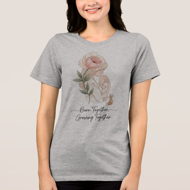 Gemeinsam geboren wachsen - Mutter und Kind Tri-Blend Shirt (Vorderseite)