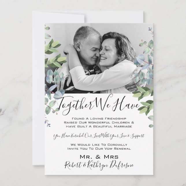 Gemeinsam haben wir w/Foto Vow Renewal Einladung (Vorderseite)