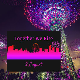 Gemeinsam heben wir Singapurs nationale Tageskarte Postkarte